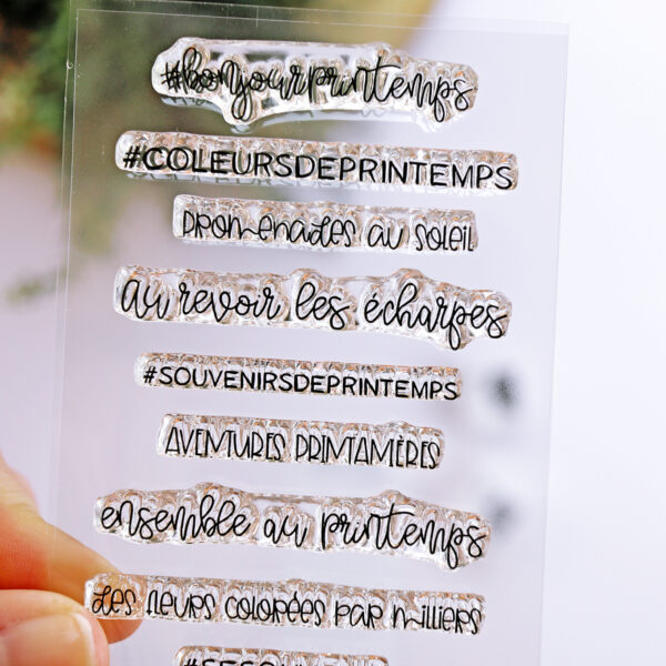 Set de sellos para scrapbooking Momentos en Vacances, en francés