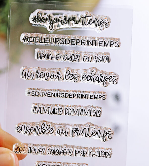 Set de sellos para scrapbooking Momentos en Vacances, en francés