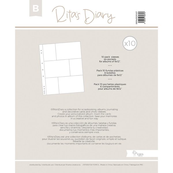 fPack de fundas mod.B 9x12" Para hacer Rita's Diary y Project Life
