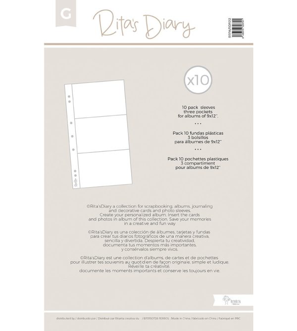 Pack de fundas mod.G 6x12", para Rita's Diary y Project Life