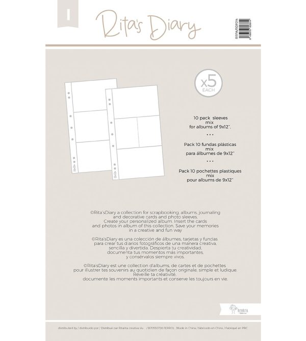 Pack de fundas mod.I 6x12", para Rita's Diary o Project Life