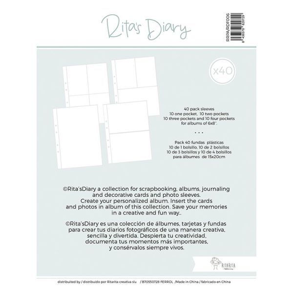 Pack de fundas 6x8" maxi pack, para Rita's Diary o Project Life