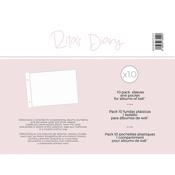 Pack de fundas 4x6" con un bolsillo, para Rita's Diary o Project Life