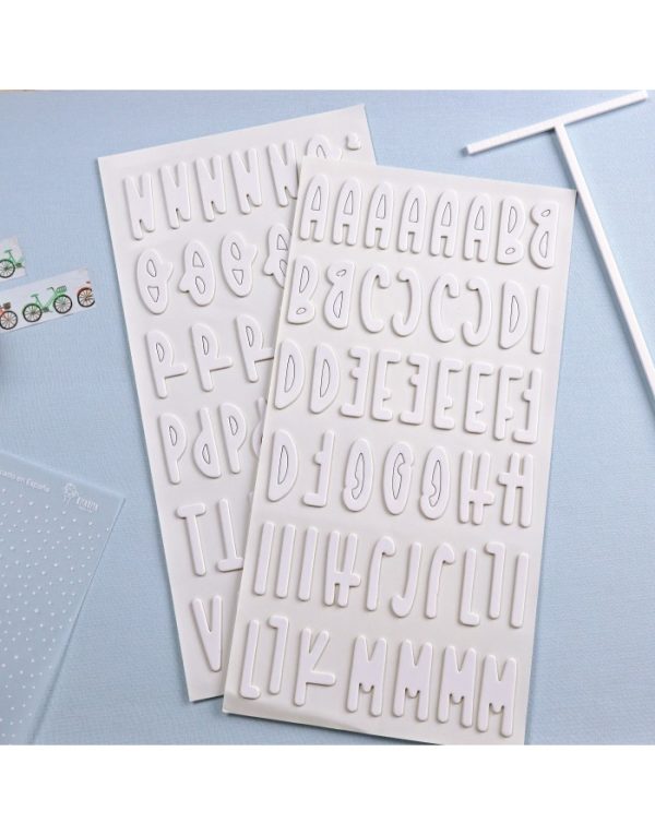 Pegatinas chipboard Alfabeto color blanco, para scrapbooking