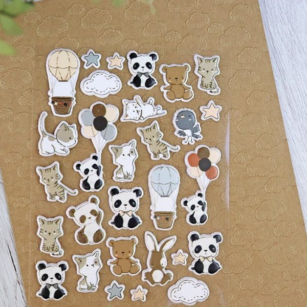 Set de pegatinas puffy Pequeño Panda para scrapbooking y papeleria