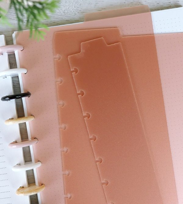 Set de 3 separadores para libretas de disco rosa transparente, de Alúa Cid