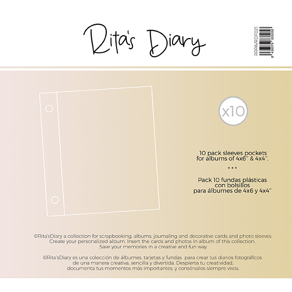 Pack de fundas 3x4" 1 bolsillo para Rita's Diary. Creado por Alúa Cid