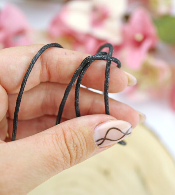 Cordón encerado en color negro para empaquetado de regalos, decoración de manualidades, joyería, costura y encuadernación artesanal