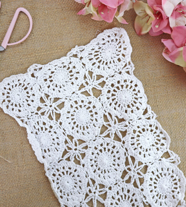 Tapete crochet Vintage, realizado a mano. Color blanco