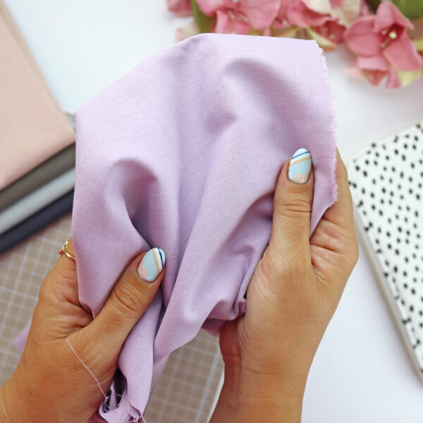 Tejido 100% algodón de color lila, para costura creativa y manualidades