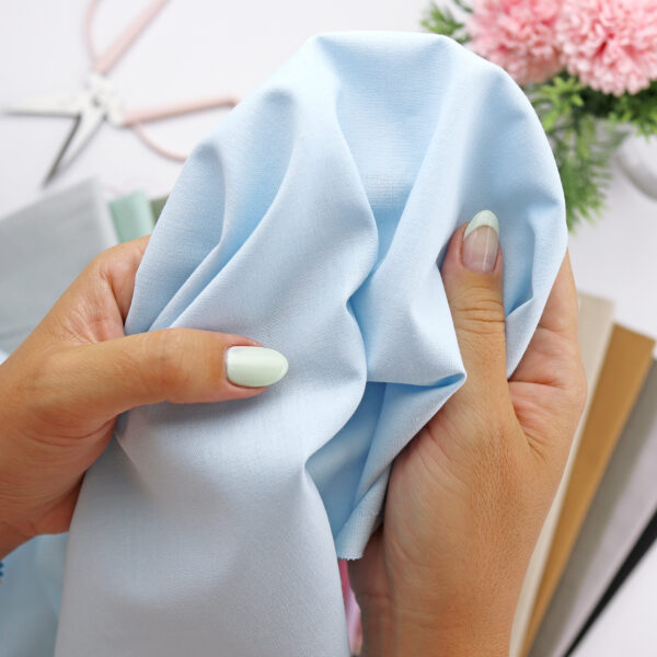 Tejido de algodón color Azul bebé, para costura creativa y manualidades