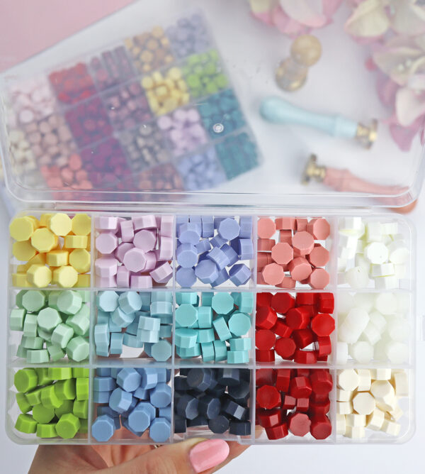Caja 15 casillas para organización de perlas de lacre, eyeletes, botones, cuentas...