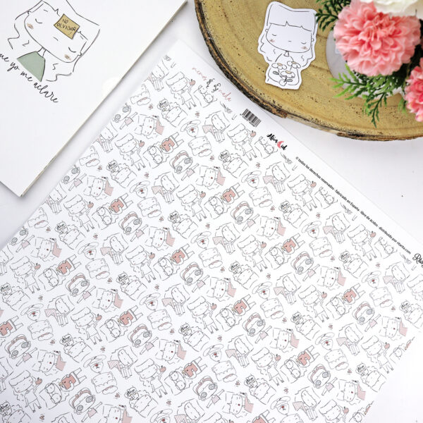 Papel laminado Popurrí. Para forrar libretas y proyectos de scrapbooking. Diseño de Alúa Cid